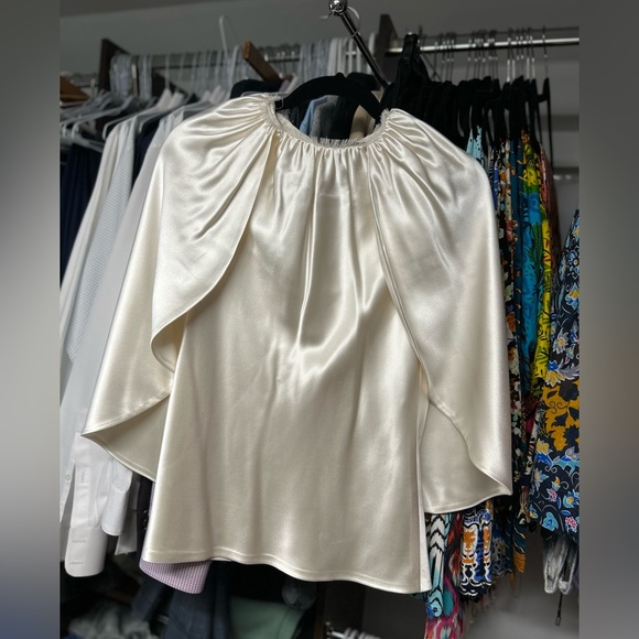 BRANDON MAXWELL
Silk Satin Cape Blouse - Picture 6 of 7